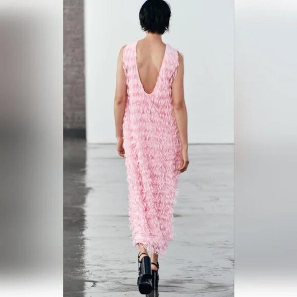 ZARA FRINGED MIDI DRESS - Picture 4 of 10